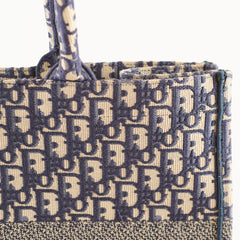Dior Large Book Tote Oblique Embroidered Canvas Navy