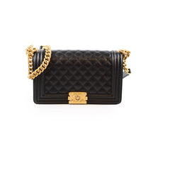 Chanel Boy New Medium Quilted Caviar Black