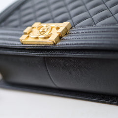 Chanel Boy New Medium Quilted Caviar Black