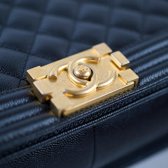 Chanel Boy New Medium Quilted Caviar Black