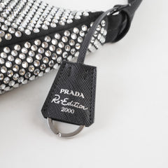 Prada Mini Re-edition 2000 Crystal Satin Black