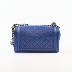 Chanel Old Medium Boy Bag Lambskin Blue 23Series