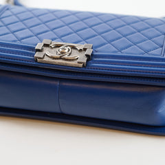 Chanel Old Medium Boy Bag Lambskin Blue 23Series