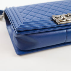 Chanel Old Medium Boy Bag Lambskin Blue 23Series
