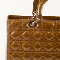 Christian Dior Lady Dior Large Patent Brown (old style)