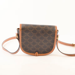 Celine Triomphe Medium Folco Crossbody Tan Brown