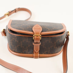 Celine Triomphe Medium Folco Crossbody Tan Brown