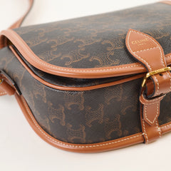 Celine Triomphe Medium Folco Crossbody Tan Brown