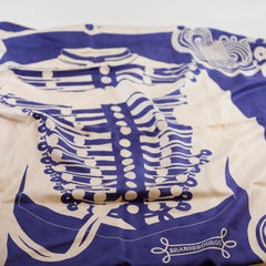 Hermès Brandebourgs Tattoo 90cm Silk Scarf Blue