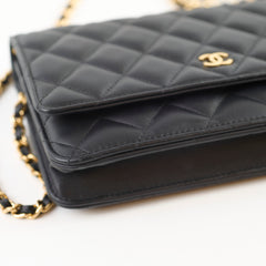 Chanel Black Lambskin Classic Wallet on Chain GHW