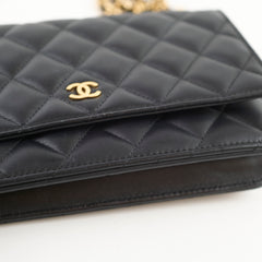 Chanel Black Lambskin Classic Wallet on Chain GHW