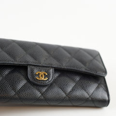 Chanel Long Wallet Black Caviar