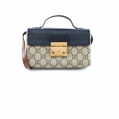 Gucci GG Supreme Padlock Mini Top Handle Shoulder Bag Brown/Black