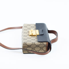 Gucci GG Supreme Padlock Mini Top Handle Shoulder Bag Brown/Black
