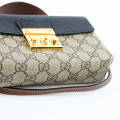 Gucci GG Supreme Padlock Mini Top Handle Shoulder Bag Brown/Black