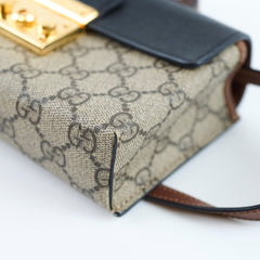 Gucci GG Supreme Padlock Mini Top Handle Shoulder Bag Brown/Black
