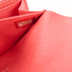 Chanel Chevron Caviar Classic Flap Wallet Coral Red