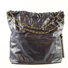 Chanel 22 Large Navy Lambskin Microchip