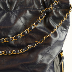 Chanel 22 Large Navy Lambskin Microchip