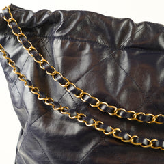 Chanel 22 Large Navy Lambskin Microchip