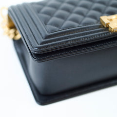 Chanel Boy Black Old Medium Caviar Gold (30 Series)