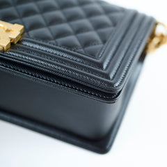 Chanel Boy Black Old Medium Caviar Gold (30 Series)