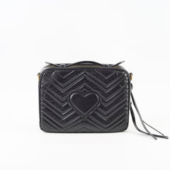 Gucci GG Marmont ZIP Around Top Handle Camera bag Calfskin Black