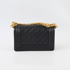 Chanel Small Boy Bag Black Caviar GHW (microchip) Leather Lined