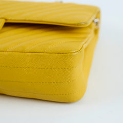 Chanel Medium Classic Flap Yellow Caviar Chevron 23 series