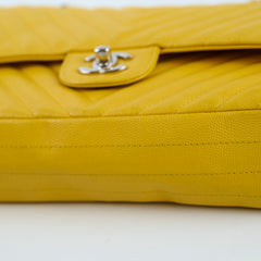 Chanel Medium Classic Flap Yellow Caviar Chevron 23 series