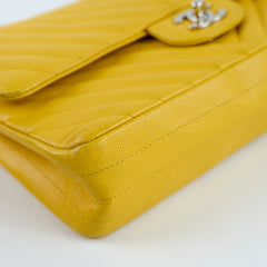 Chanel Medium Classic Flap Yellow Caviar Chevron 23 series
