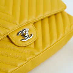 Chanel Medium Classic Flap Yellow Caviar Chevron 23 series