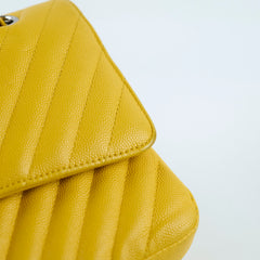 Chanel Medium Classic Flap Yellow Caviar Chevron 23 series
