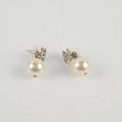 Chanel Pearl Drop Rhinestone Earrings Costume Jewellery