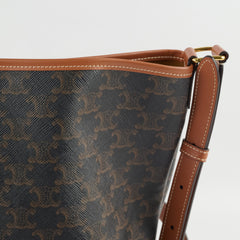 Celine Triomphe Canvas Calfskin Medium Bucket Bag Tan