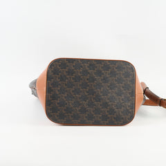 Celine Triomphe Canvas Calfskin Medium Bucket Bag Tan