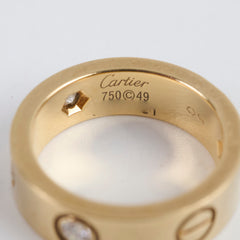 Cartier Love Ring 3 Diamonds Yellow Gold Size 49