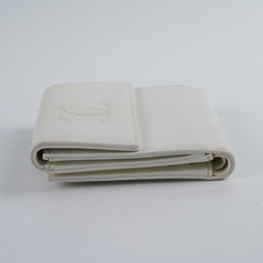 Chanel Bifold Compact Wallet Caviar White
