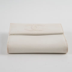 Chanel Bifold Compact Wallet Caviar White