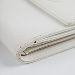 Chanel Bifold Compact Wallet Caviar White
