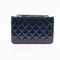 Chanel Wallet On Chain WOC Patent Navy (Snap Button)