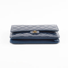 Chanel Wallet On Chain WOC Patent Navy (Snap Button)