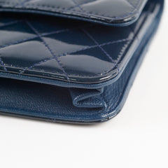 Chanel Wallet On Chain WOC Patent Navy (Snap Button)