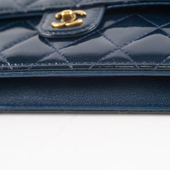 Chanel Wallet On Chain WOC Patent Navy (Snap Button)