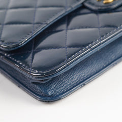 Chanel Wallet On Chain WOC Patent Navy (Snap Button)