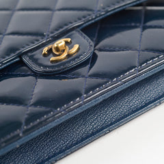 Chanel Wallet On Chain WOC Patent Navy (Snap Button)