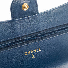 Chanel Wallet On Chain WOC Patent Navy (Snap Button)