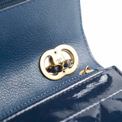 Chanel Wallet On Chain WOC Patent Navy (Snap Button)