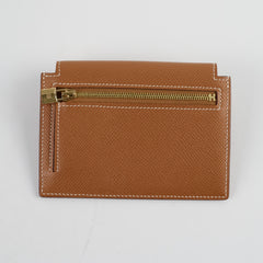 Kelly Pocket Slim Wallet Epsom Gold - Stamp U (2022)