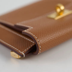 Kelly Pocket Slim Wallet Epsom Gold - Stamp U (2022)